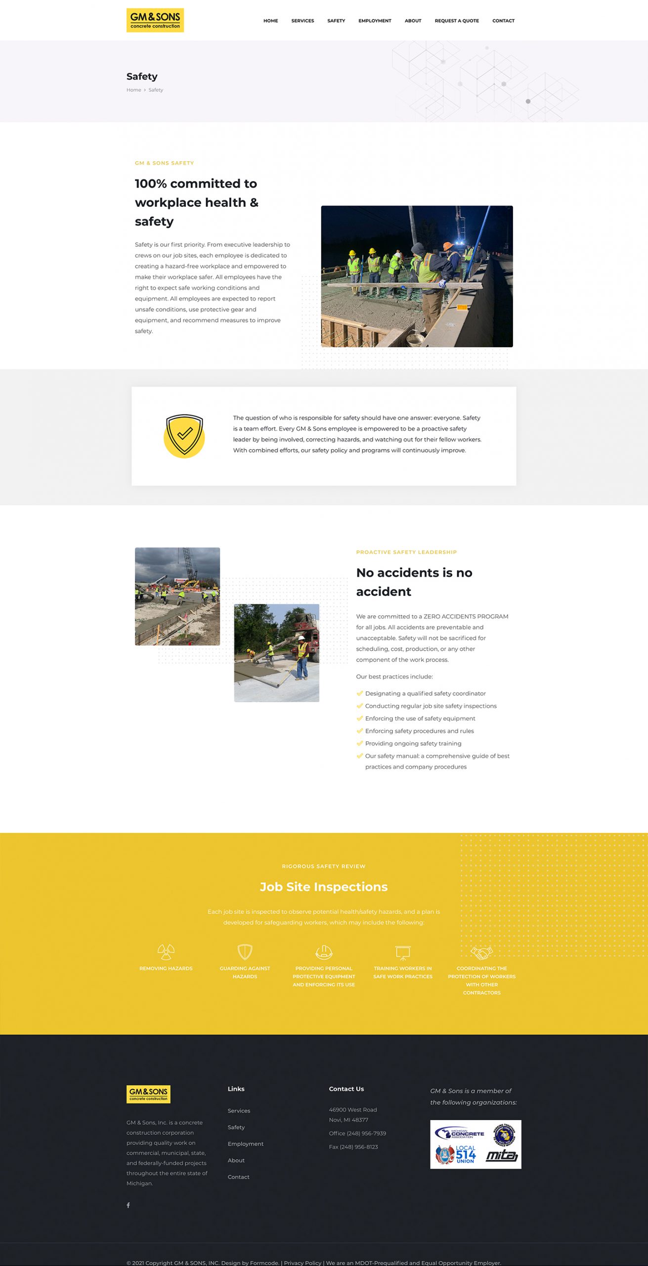 Concrete Contractor Website Design Portfolio | Formcode MI
